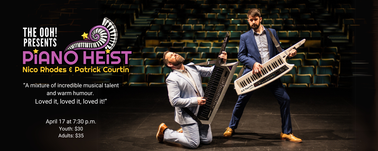 Piano Heist live show on April 17